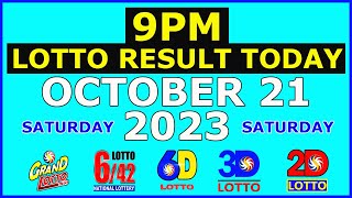 9pm Lotto Result Today October 21 2023 Saturday [upl. by Ttoile]