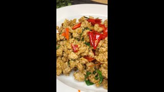 Shorts  Thai Spicy Basil StirFry Recipe Pad Kaprao [upl. by Aynam]