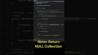 Never Return Null Collection in Csharp  csharp  dotnet  Exception Handling csharp dotnet [upl. by Oicam]