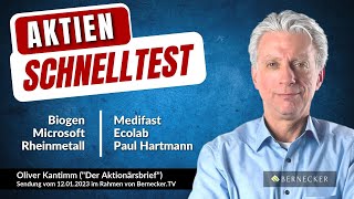 AktienSchnelltest inkl Microsoft Biogen Rheinmetall Medifast Ecolab und Paul Hartmann [upl. by Don]