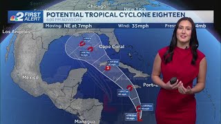 Tracking Potential Tropical Cyclone 18 in the Caribbean expected to move into Gulf [upl. by Ettena]