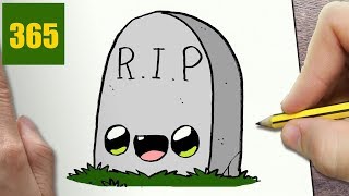 hur man ritar HALLOWEEN TOMB KAWAII STEG FÖR STEG  kawaii ritningar lätt [upl. by Tadeas182]