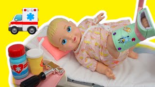 Perfectly Cute baby doll Breaks her leg and Goes to the Hospital in Ambulance [upl. by Irish]