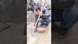 Iron rake wood handle installation process [upl. by Hubble931]