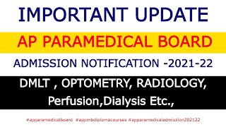 AP Paramedical Board Admission Notification 2021 22appmb Paramedical Courses APPMB Latest News [upl. by Anailuy476]