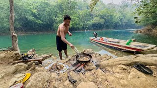 Pescando y cocinando con arpón y atarraya en hermoso rio pupos guapotes tilapias [upl. by Dupuis]