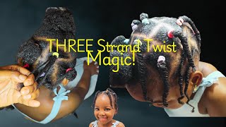 Toddler Hair Tutorial Easy 3Strand Twists for Natural Hair [upl. by Zohara92]