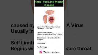 Hand Foot and Mouth Disease 📌 High yield 🔥💯 shortsfeed youtubesearch [upl. by Alfonzo432]