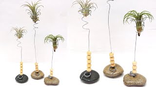 Air Plants Arrangement Ideas Using Stones and Metal Wire Holder [upl. by Arek]