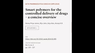 Smart polymers for the controlled delivery of drugs – a concise overview  RTCLTV [upl. by Agostino712]