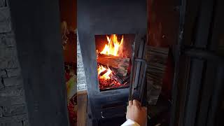 Traditional way of heating the room using fire [upl. by Atinna]