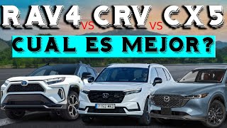 2024 Toyota RAV4 vs Honda CRV vs Mazda CX5 Comparativa y Reseña ¿Cuál es el mejor SUV para ti [upl. by Anirret]