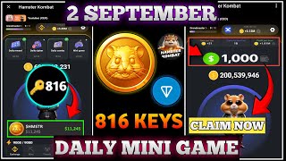 Hamster Kombat Key 2 September🗝️  Hamster Kombat Today KeyMini Game Hamster Kombat 2 SeptemberKey [upl. by Hehre]