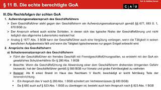 Schuldrecht BT – Folge 25 Geschäftsführung ohne Auftrag Unberechtigte und unechte GoA [upl. by Annola]