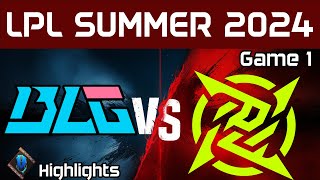 BLG vs NIP Highlights Game 1 LPL Summer 2024 Bilibili Gaming vs Ninjas in Pyjamas by Onivia [upl. by Ahsened]