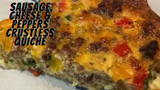 Sausage Cheese amp Pepper Crustless Quiche Recipe [upl. by Ressler301]