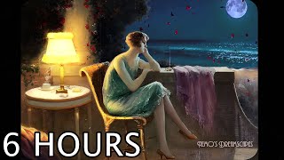 1930s Evening on a Terrace by the ocean w calming waves Oldies playing in another room 6HRS ASMR [upl. by Arbmat]