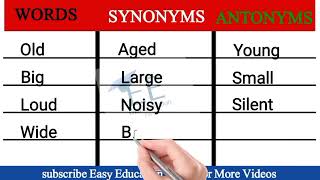 Synonyms and antonymssynonyms and antonyms in English antonymenglishvocabularysynonymsantonyms [upl. by Hardy]