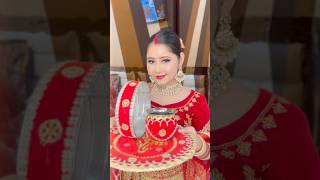 Karwachaut Look ♥️✨ festive married shorts karwachauth makeup lehnga [upl. by Wendall]