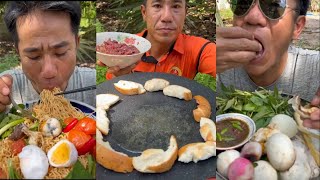 ASMR VANLONG VLOGS EATING SHOW yummy food mukbang ngontinhhay yellownoodlesoup babyeggs [upl. by Artenal]