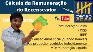 AULA GRÁTIS  CÁLCULO DA REMUNERAÇÃO DO RECENSEADOR  Aula 05  Conhecimentos Técnicos IBGE 2022 [upl. by Ahterahs]