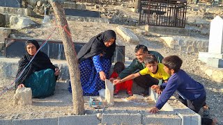 Life Dal family goes to visit grandfathers grave with grandmother [upl. by Elsie]