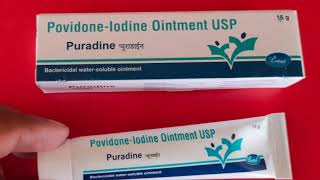 PovidoneIodine Ointment  Puradine Ointment Use benefits doses sides effects [upl. by Akcirred]