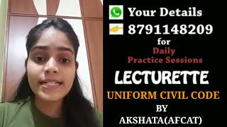 SSB Lecturette Topic  UNIFORM CIVIL CODE 250 Daily Lecturette PracticeSSB INTERVIEW [upl. by Aipmylo]