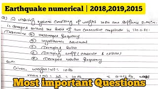 Earthquake numerical  Damping Ratio  Lagarthimic Decrement  Most important Questions [upl. by Burley]