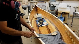 Fitting inwales in a cedar strip canoe [upl. by Dorella]