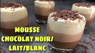 🍎❤️ VERRINES MOUSSE CHOCOLAT NOIRLAIT ET BLANC  RECETTE RAPIDE ET FACILE [upl. by Ecirtnahs]