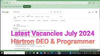 Hartron DEO vacancy 2024  last date hartron DEO 31 July 2024 [upl. by Akanke]