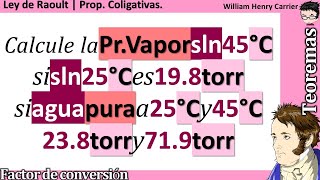 𝐏𝐫𝐞𝐬𝐢ó𝐧 𝐝𝐞 𝐯𝐚𝐩𝐨𝐫 sln 45 °C 196 torr sln a 25°C si puras 238 torr y 719 torr con glucosa NaCl [upl. by Holmes]