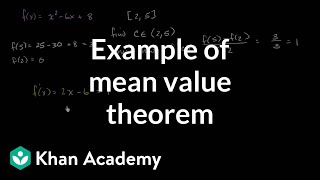 Mean value theorem example polynomial  Existence theorems  AP Calculus AB  Khan Academy [upl. by Enirrok600]