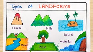 School project drawing idea Type of Landform drawing idea  How to draw type of Landform [upl. by Nynahs]