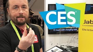 CES 2018  Jabra true wirelesshörlurar utrustas med fyra mikrofoner [upl. by Nilats]