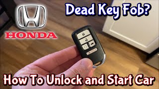 HONDA  How to Start Car with Dead Battery in Smart Key Fob  CRV Accord Pilot Civic Odyssey [upl. by Giusto]