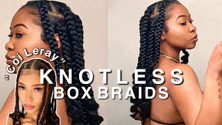 JUMBO KNOTLESS BOX BRAIDS  COI LERAY INSPIRED BRAIDS  BEGINNER FRIENDLY  RUBBERBAND METHOD 2021 [upl. by Retsbew]