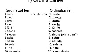 Ordinalzahlen und Kardinalzahlen auf deutsch HUSSEIN AFGOOYAANI [upl. by Avilla]