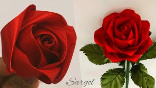 DIY Satin Ribbon Rose  Tutorial On How To Make Ribbon Roses  DIY Ribbon Flowers [upl. by Akcira]