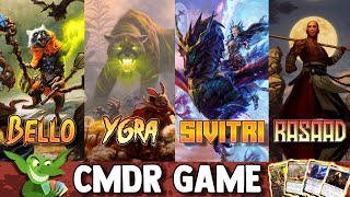 Bello vs Ygra vs Sivitri vs Rasaad  Dungeon Delver EDH  CMDR game play [upl. by Kcirednek]