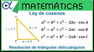 📐 LEY DE COSENOS 👉 Resolución de Triángulos Oblicuángulos Encontrar 3 ángulos [upl. by Aynik718]