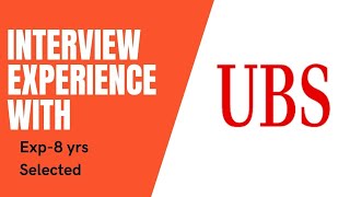 UBS java Interview Experience Exp 8 years Selected [upl. by Junna]