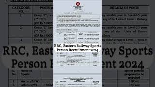 RRC Eastern Railway Sports Person Recruitment 2024new govt job vacancy 202425rrc govtjobvacancy [upl. by Spiegleman]