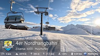 Nordhangbahn Ski Lift Full Ride 🚡 Mayrhofen Zillertal 3000  Built by Doppelmayr in 1995 [upl. by Virendra]