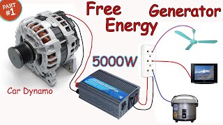 I turn the car alternator into a free energy generatorHomemade GeneratorDynamo into 220v PART 1 [upl. by Alahs]