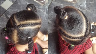 3 part pigtail hairstyle for kids hairstyle [upl. by Hagar]