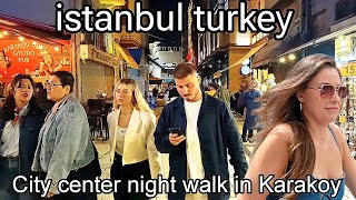 istanbul turkey 2024 Night walk in Karaköy neighborhood4k60fps [upl. by Aerdnaz509]