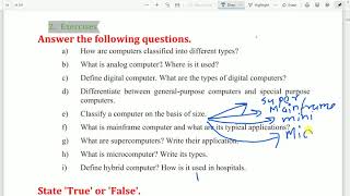 04 Exercise of types of computer Answer question true false fullform homeworkof computer en [upl. by Znerol158]