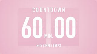 60 Min  1 Hour  Countdown Flip Clock Timer  Simple Beeps 🌸🔔 [upl. by Edrock]